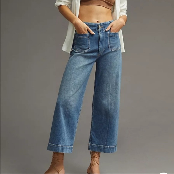 Pilcro and the Letterpress Denim - Pilcro Skipper Wide Leg Medium Wash Jeans Womens Size 29